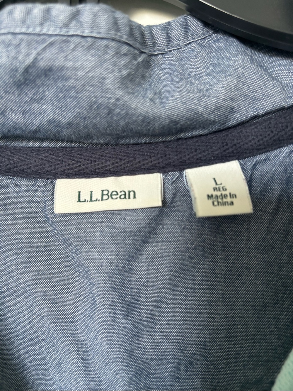 L.L.Bean Seafoam Green Pullover with Denim Trim - Picture 4 of 6